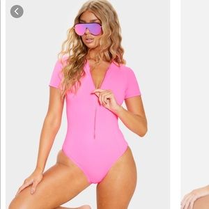Pink one piece zip up swimsuit from PLT